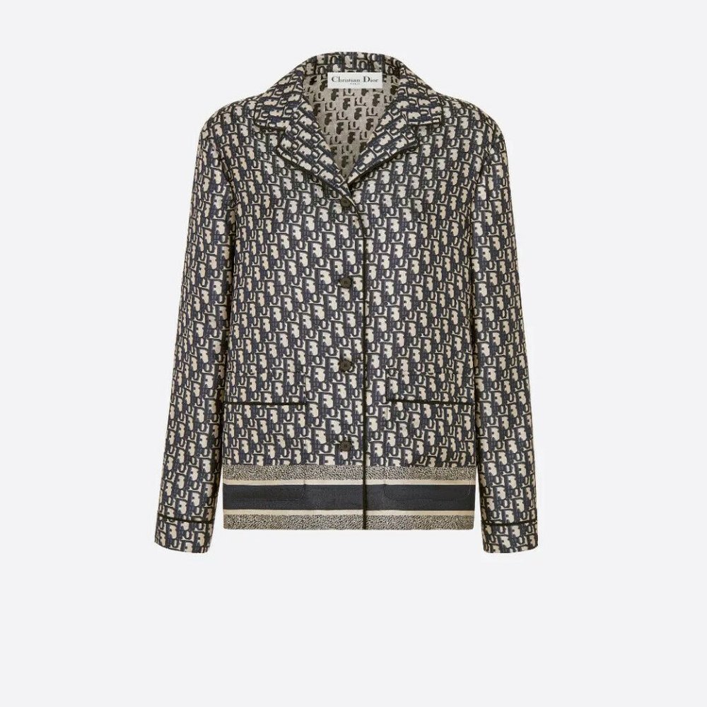 Dior JACKET Dior Oblique Silk Twill SS22 NWT $3000 Fr34